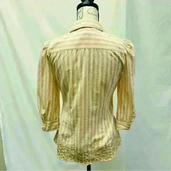 Anthropologie Floreat Stripe Button Down Blouse For Women Size 2 - Picture 6 of 9